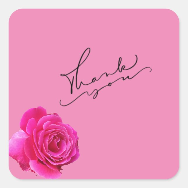 Pink Danke Quadratischer Aufkleber (Vorderseite)
