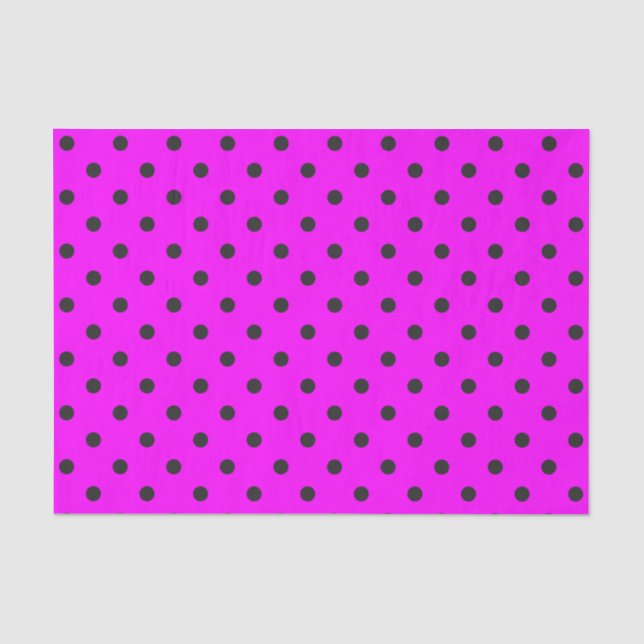 Pink & Dark Gray Polka Dots Seidenpapier (Vorderseite)