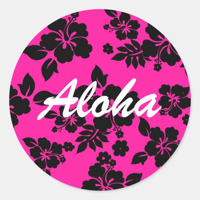 Pink Dark Hawaiian Runder Aufkleber (Vorderseite)