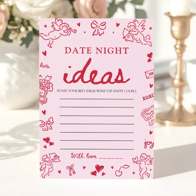 Pink Date Night Ideas Bridal Shower Game  Einladung (Pink Date Night Ideas Bridal Shower Game)