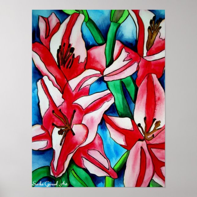 Pink Day lila Aquarellmalerei Poster (Vorne)