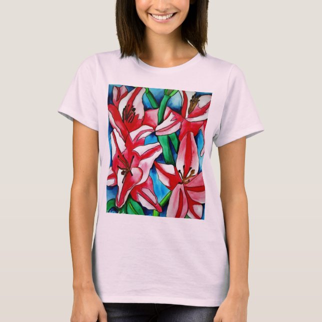 Pink Day lila Aquarellmalerei T-Shirt (Vorderseite)