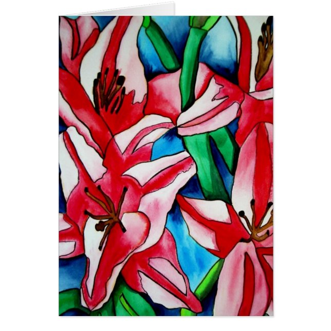 Pink day Lily watercolor art painting (Devant)