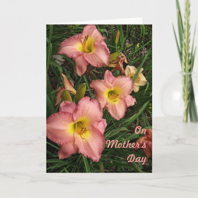Pink Daylilies Carte de la fête des mères (Devant)