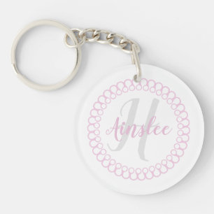 Pink Decorative Circle Monogram Acryllic Schlüssel Schlüsselanhänger