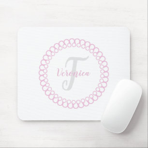 Pink Decorative Circle Monogram Maus Pad Mousepad