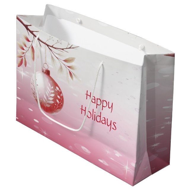 Pink Decorative Weihnachtsball Weihnachtsgeschenk  Große Geschenktüte (Vorderseite Schrägansicht)