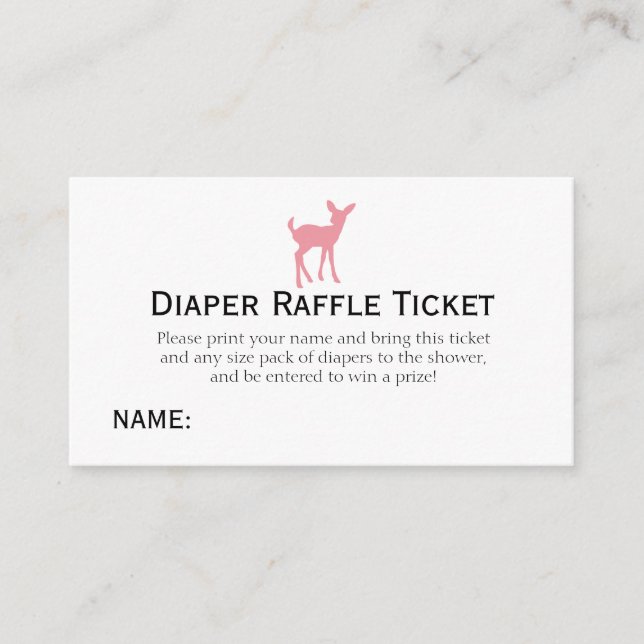 Pink Deer Diaper Raffle Ticket Girls Babydusche Begleitkarte (Vorderseite)