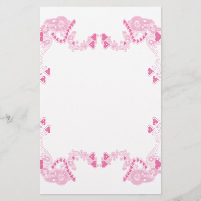 Pink Deko Hearts Stationary Briefpapier (Vorderseite)