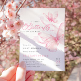 Pink Delicate Butterfly Baby Dusche Einladung
