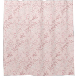 Pink Delicate Damask Muster Luxuriöse Duschvorhang