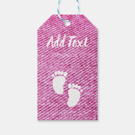 Pink Denim Baby Duschfuß drucken Geschenkanhänger