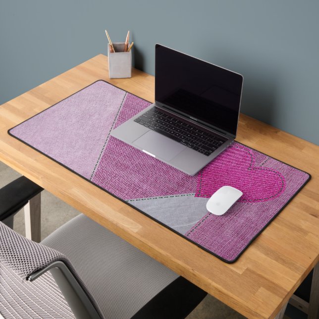 Pink Denim Heart Schreibtischunterlage (Büro 2)