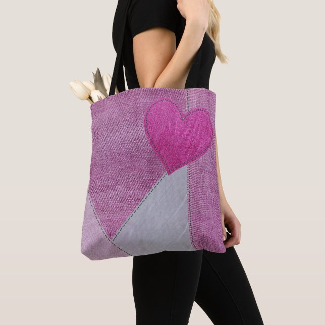 Pink Denim Heart Tote Bag Tasche (Von Nahem)