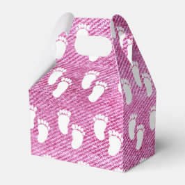 Pink Denim Print Baby Shooting Footprint Muster Geschenkschachtel