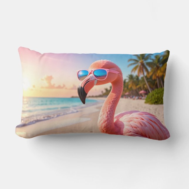PINK DENKER Flamingo Rosa Lendenkissen (Vorderseite)