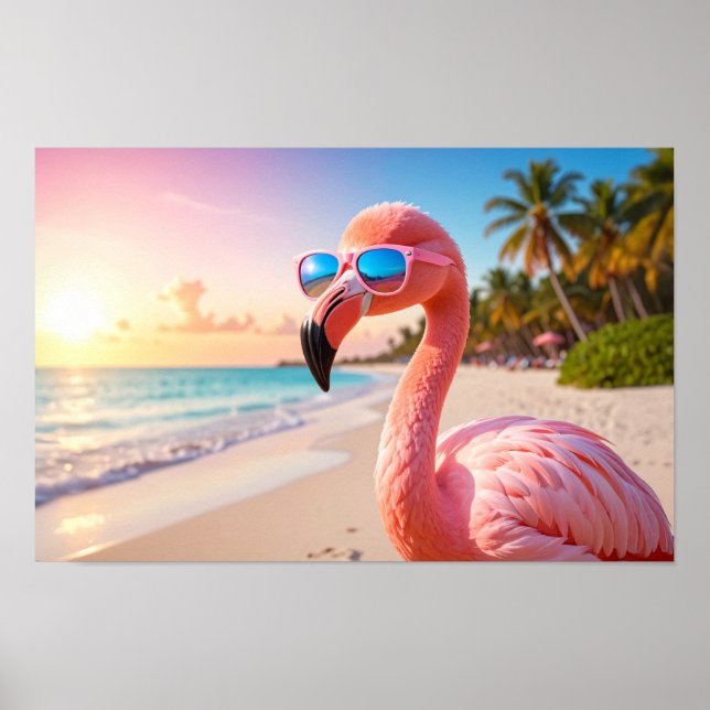 PINK DENKER Flamingo Rosa Poster (Vorne)