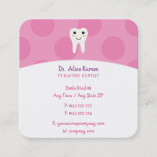 Pink Dentist für Kinder   Pädiatrische Zahnärzt Terminkarte