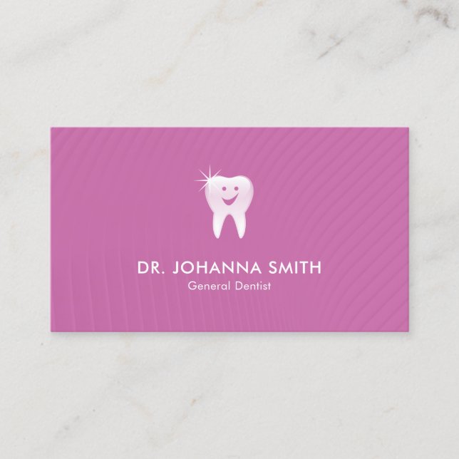 Pink Dentist lächelt Zahnarztzahnarzt Zahnersatz Terminkarte (Vorderseite)