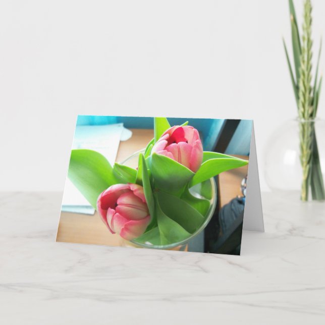 Pink Desktop tulips sur une carte Sympathy Card (Devant)