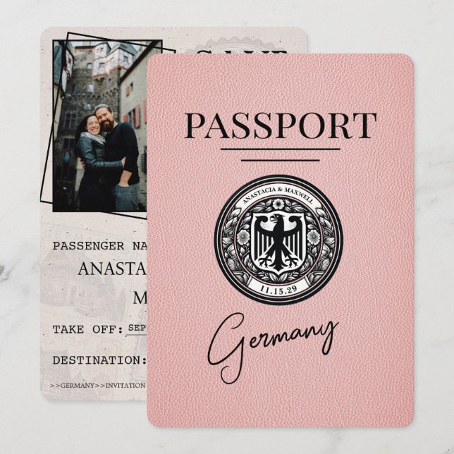 Pink Deutschland Pass Save the Date (Vorne/Hinten)