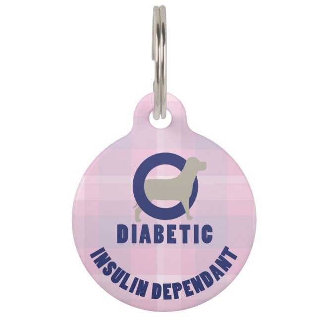 Pink Diabetiker Hund Tiermarke (Vorderseite)