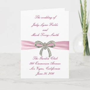 Pink Diamond Bow Hochzeitskarte Programm
