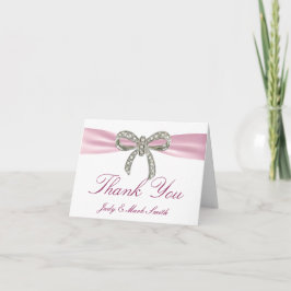 Pink Diamond Bow Wedding Danke Karte