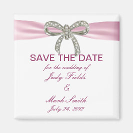 Pink Diamond Bow Wedding speichern das Date Magnet