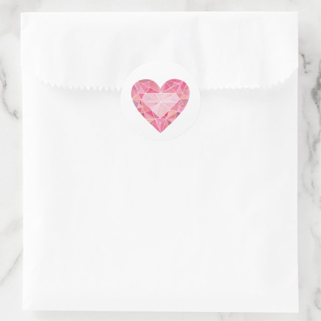 Pink Diamond Gem Herz Glam Diamond Liebe Runder Aufkleber (Tasche)