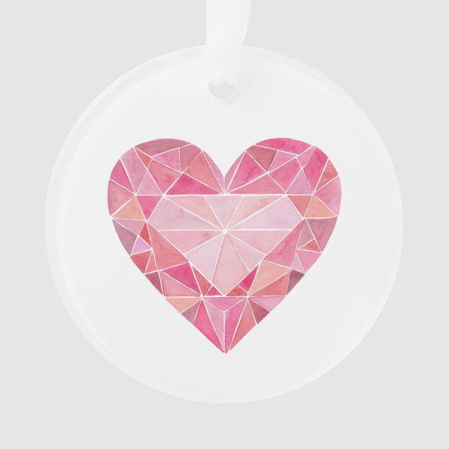 Pink Diamond Heart Gem Glam Chic Liebe Hinweis Ornament (Vorderseite)