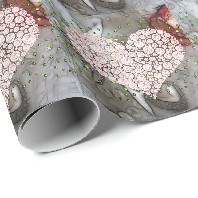Pink Diamond Heart Geschenkpapier (Rolleneckpunkt)