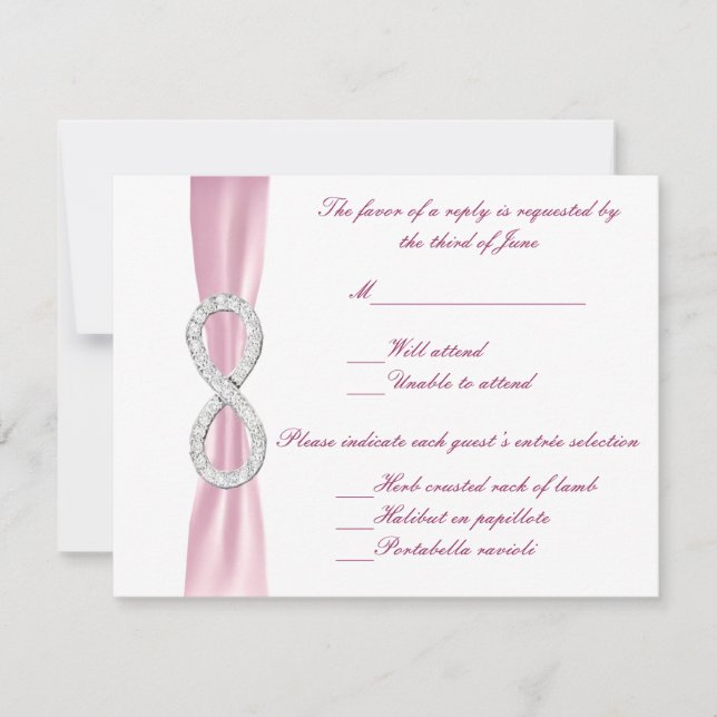 Pink Diamond Infinity Wedding Response Card RSVP Karte (Vorderseite)