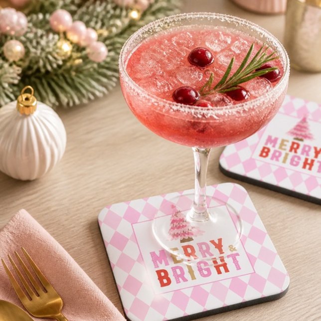 Pink Diamond Muster Merry und Bright Getränkeuntersetzer (Von Creator hochgeladen)