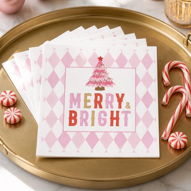 Pink Diamond Muster Merry und Bright Serviette (Von Creator hochgeladen)