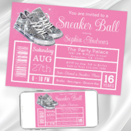 Pink Diamond Sneaker Ball Geburtstagsparty Einladung