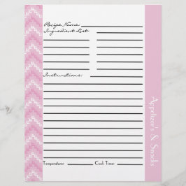 Pink Diamond Zigzag Chevrons Recipe Sheets