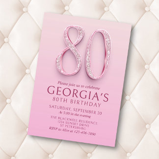 Pink Diamonds, 80. Geburtstag Einladung