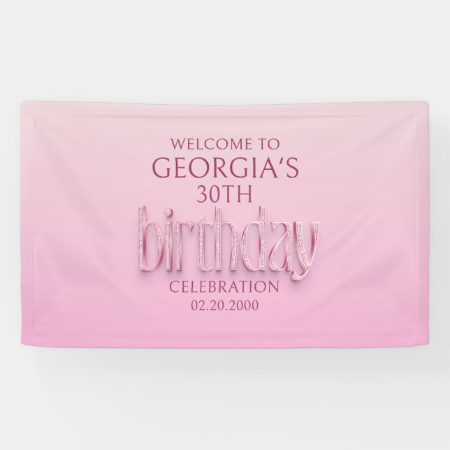 Pink Diamonds Geburtstag Banner (Horizontal)