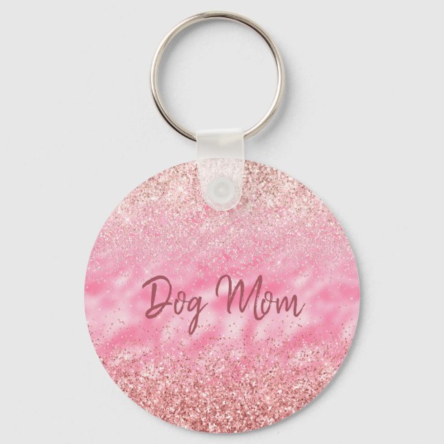 Pink Diamonds Glitzy Sparkle Glitzer Dog Mama Schlüsselanhänger (Vorderseite)