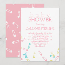 Pink Diaper Buttone Pastel Kinderdusche Einladung