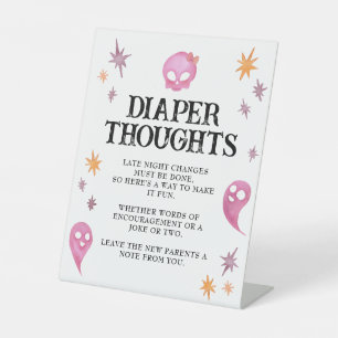 Pink Diaper Gedanken Halloween Baby Dusche Schild