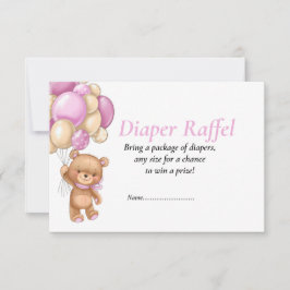 Pink Diaper Raffel Kinderdusche Teddy Poker Punkte Einladung