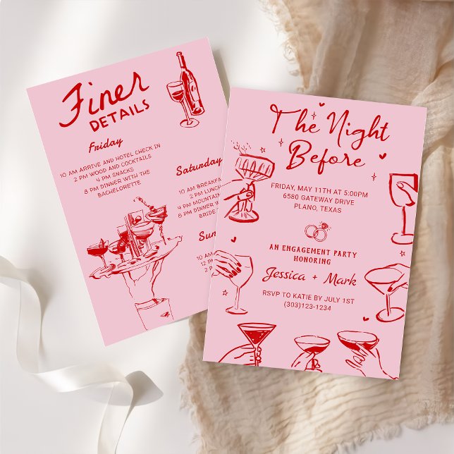 Pink die Nacht vor dem Hochzeitessen Probe Abendes Einladung (Von Creator hochgeladen)