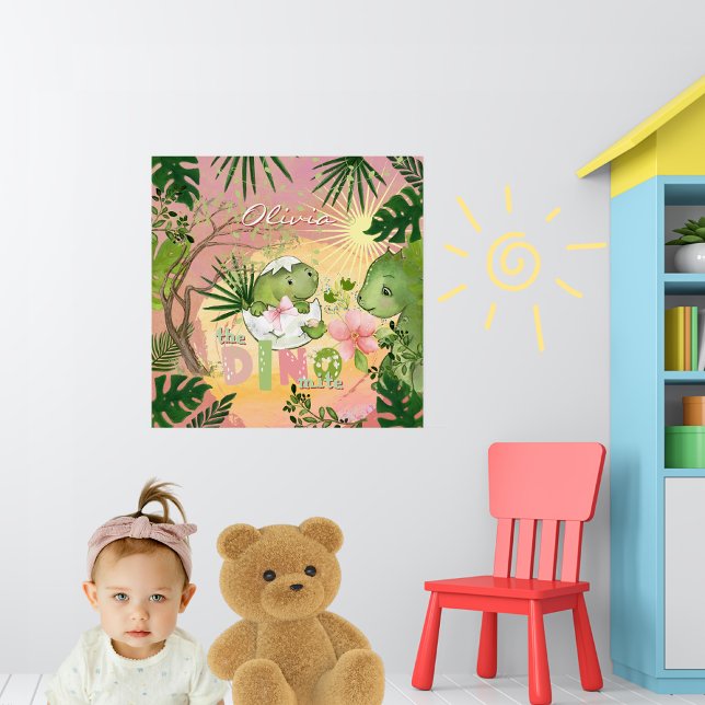 Pink Dino-Mite Nursery Poster for Girls (Pink Dino-Mite Nursery Poster for Girls)