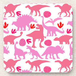 Pink Dino Pattern Getränkeuntersetzer