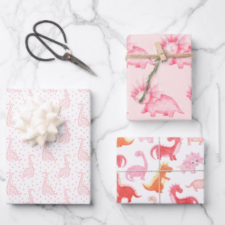 Pink Dinos Geschenkpapier Set