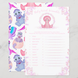 Pink Dinosaur Baby Word Scramble Baby Showspiel