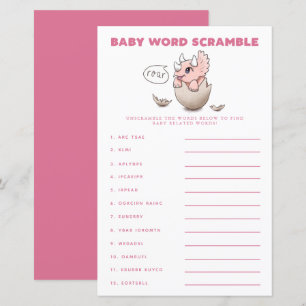 Pink Dinosaur Baby Word Scramble Game