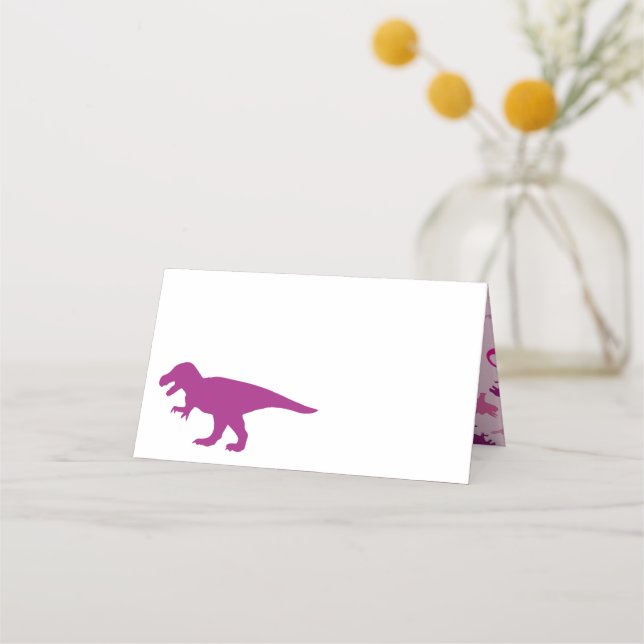 Pink Dinosaur Babydusche Platzkarte (Vorderseite)